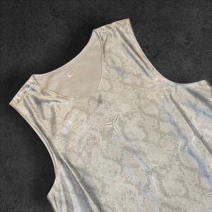 Nike Kobe Mens Dri FIT Basketball Jersey Snake Skin Metallic Silver S Reversible